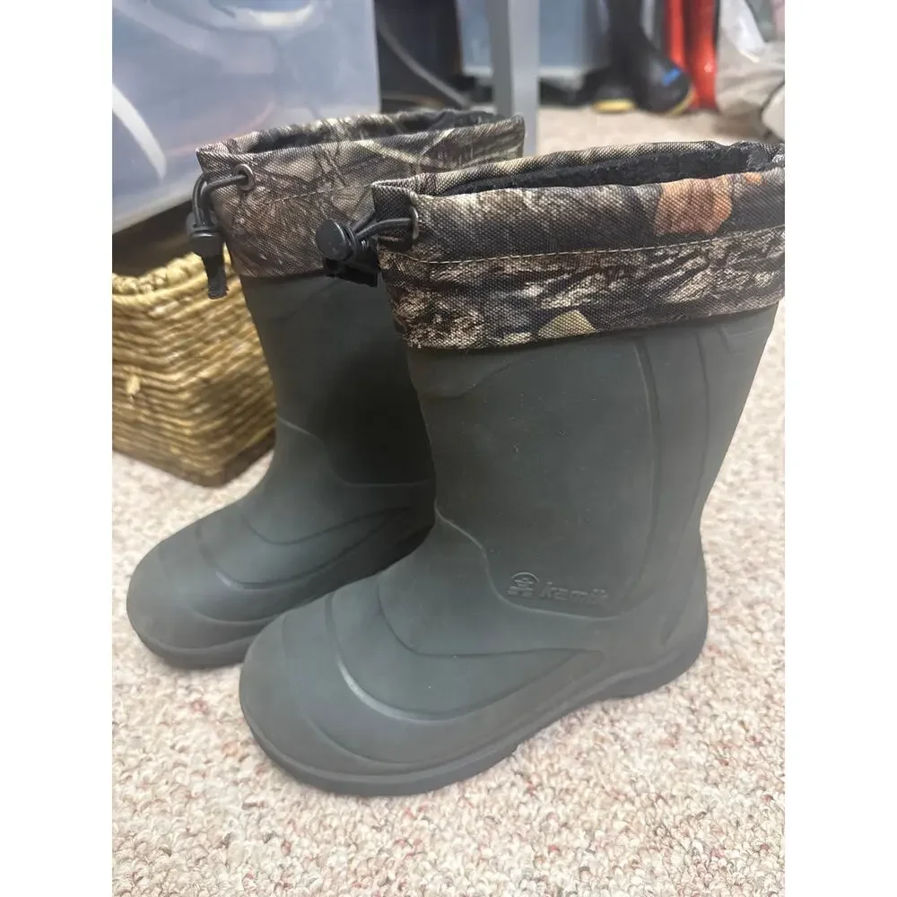 Kamik Camo Winter Snow Boots Kids Size 1 Boys Waterproof Insulated Hunting